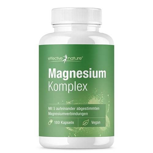 effective nature - 5-in-1 Magnesiumkomplex - Vollspektrum-Formel - 100% Täglicher Bedarf - Vegan - 169g, 2 Monatsvorrat