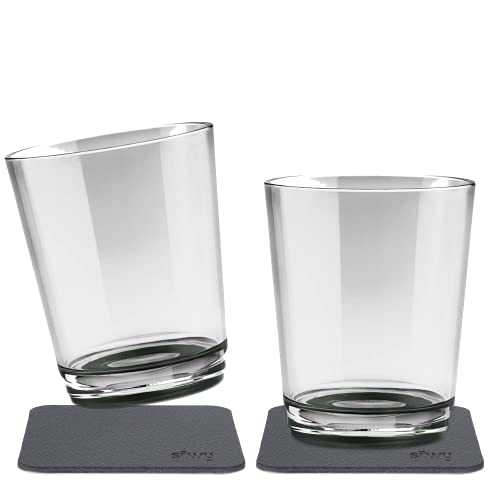 Silwy Magnetglas 250 ml mit Untersetzer 2er-Set grau
