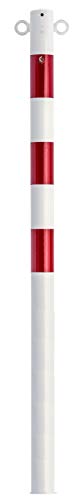 UVV UVAP6000 Absperrpfosten ø 60x2,5mm, Länge 1300mm, Ortfest, verzinkt, rote Reflexfolie, weiß beschichtet (mit 2 Kettenösen)