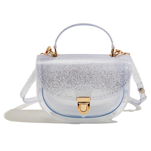 Translucent Mini Top Handle Purse Satchel Handtaschen für Frauen PVC Cute Clear Crossbody Clutch Bag, Cd-silbrig