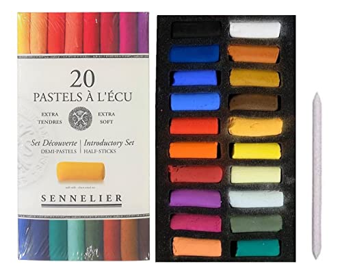 Sennelier Soft Pastel Cardboard Box Set - 20 Half Stick General Selection Pastel Extra Fine - Artistic Quality (France Import)