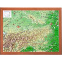 Österreich 1:1.6MIO mit Rahmen: Reliefkarte Österreich klein mit Holzrahmen