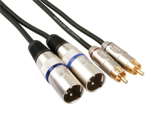 HQ-Power XLR-RCA Kabel, 2 x XLR 3-polig, 2 x RCA männlich, 1 m, perfekt für Audioübertragung