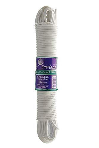 Everlasto Spezielle PVC-Wäscheleinen, weiß, 3.8mm x 50M, 50