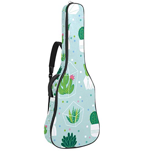 Gitarren-Gigbag, wasserdicht, Reißverschluss, weich, für Bassgitarre, Akustik- und klassische Folk-Gitarre, Kaktus, Kakteen, grüne Pflanzen