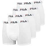 FILA 4er Vorteilspack Herren Boxershorts - Logo Pants - Einfarbig - viele Farben (Weiß, XL - 4er Pack)