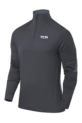 TCA Herren Cloud Fleece mit Brust Reißveschluss - Thermo Sporttop Laufshirt - Hellgrau, S