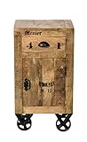 SIT-Möbel Rustic 1907-04 Kommode mit 1 Tür, 1 Schublade, aus Mangoholz, Antik, braun, Wortprints 44 x 34 x 82 cm
