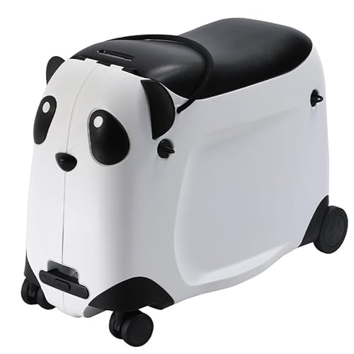 ZZYYZZ Kindergepäck, 21-Zoll-Aufsitzkoffer für Kinder, Hartschale, Kindergepäck zum Mitnehmen, Rollkoffer für Kleinkinder, chinesisches Cartoon-Panda-Gepäck für,Schwarz