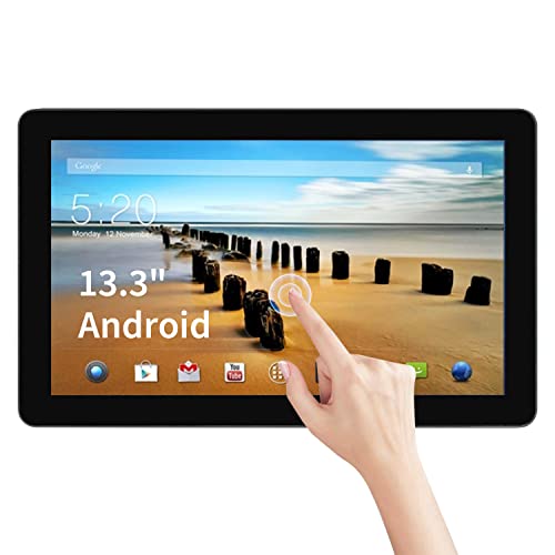 TouchWo 13,3 Zoll tragbarer Touchscreen-Monitor, Android All-in-One PC mit WiFi, eingebauten Lautsprechern, Unterschriftenerfassung, HDMI-Eingang für POS, Auto-TV, Menübildschirm