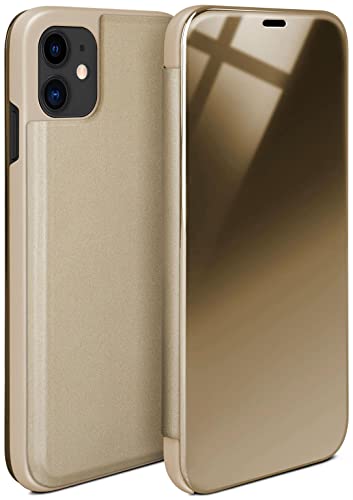 moex Dünne 360° Handyhülle passend für iPhone 11 | Transparent bei eingeschaltetem Display - in Hochglanz Klavierlack Optik, Golden
