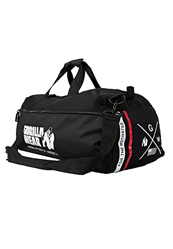 GORILLA WEAR Norris Hybrid Gym Bag - Schwarz - Sporttasche Sport Freizeit Workout Seitentaschen Rucksackfunktion zum umhängen groß Polyester