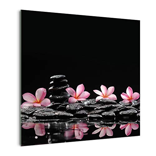 DekoGlas Küchenrückwand 'Blüten auf Steinen' in div. Größen, Glas-Rückwand, Wandpaneele, Spritzschutz & Fliesenspiegel