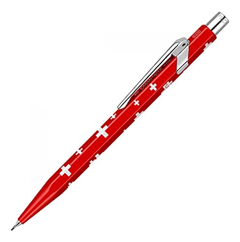 Caran d'Ache Metal-X Minenhalter Basic mit schweizer Flagge Metallgehäuse für 0,7 mm Bleistift-Minen, Länge: 12,5 cm, 0844.253