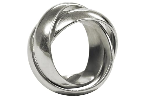 SILBERMOOS XL XXL Ringe in großen Größen Damenring Herrenring Dreierring verspielt massiv glänzend Größe 64, 66, 68, 70 Sterling Silber 925, Größe:64 (20.4)