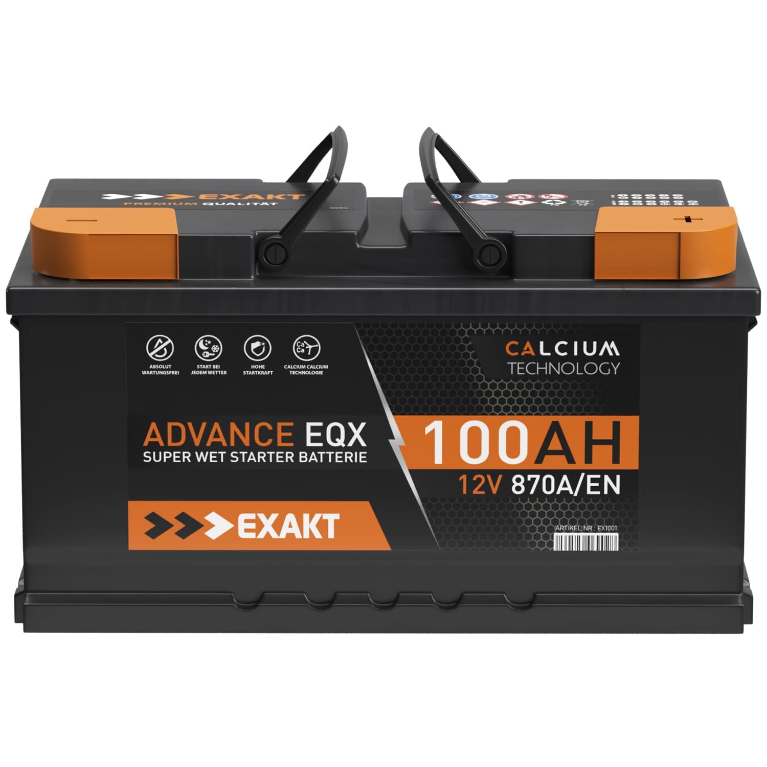 EXAKT Autobatterie 12V 100Ah Starterbatterie PKW KFZ Auto Batterie (100Ah)