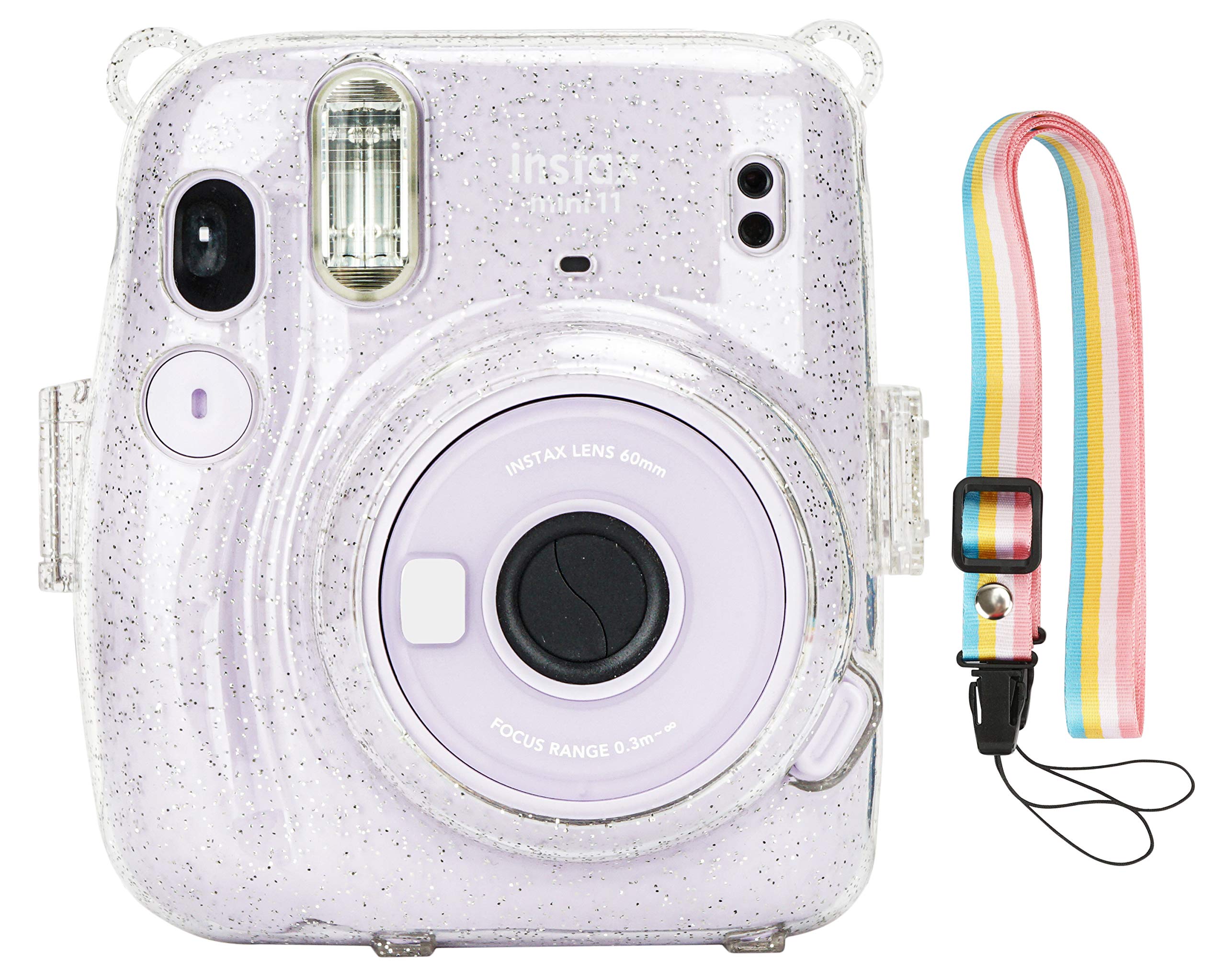 Yosuny Portable Case Kompatibel mit Fujifilm Instax Mini 11 Sofortbildkamera mit verstellbarem Gurt und Aufbewahrungstasche. (Glitzer Schale)