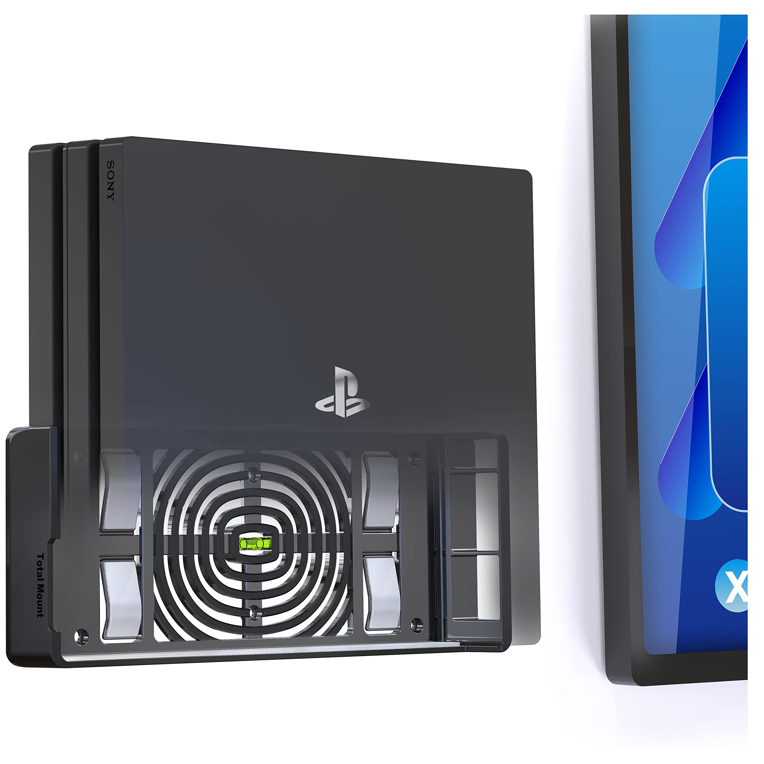 TotalMount 2524 Wandhalterung für Sony PlayStation 4 Pro Konsole mit Hitze Management und Sicherheits-Klip Schwarz