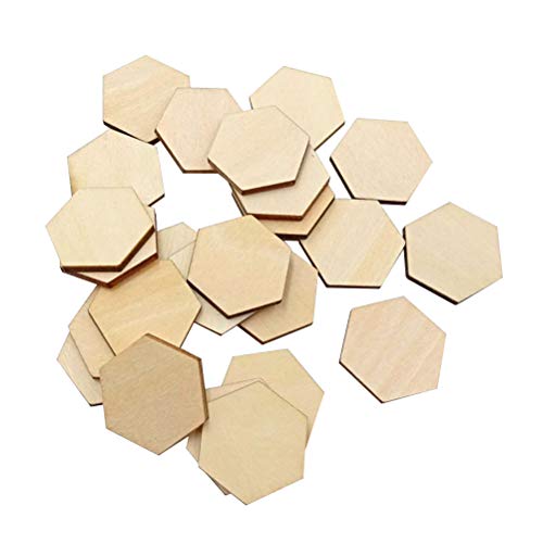 SUPVOX Holzscheiben aus Holz Basteln 3 cm Form Hexagon Tischplatte für Hochzeit 100 Stück