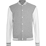 Build Your Brand Herren Sweat College Jacket Jacke, per pack Mehrfarbig (H.Grey/White 00659), XXX-Large (Herstellergröße: 3XL)
