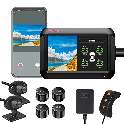 VSYSTO Dashcam für Autos, Dual 1080P Front- und Rückkamera 4'' IPS-Bildschirm Rücksitz Babyphone Reifendruckkontrollsystem, Fahrrekorder mit WiFi GPS Nachtsicht G-Sensor Schleifenaufzeichnung