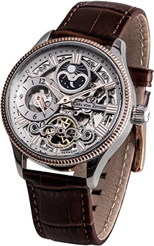Carl von Zeyten Herren Analog Automatik Uhr mit Leder Armband CVZ0034RWHS