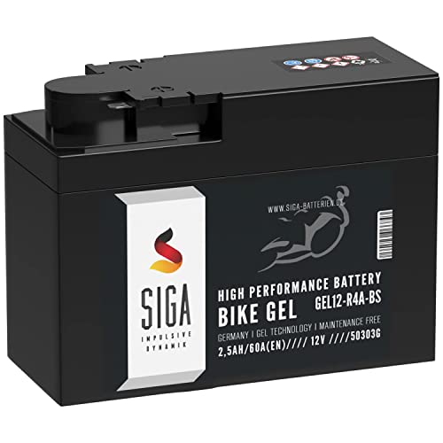 SIGA YTR4A-BS Gel Roller Batterie 12V 2,5Ah 60A/EN GEL12-R4A-BS Gel Batterie 12V Motorradbatterie entspricht 50303 ITX4A-BS YTX4A-BS auslaufsicher