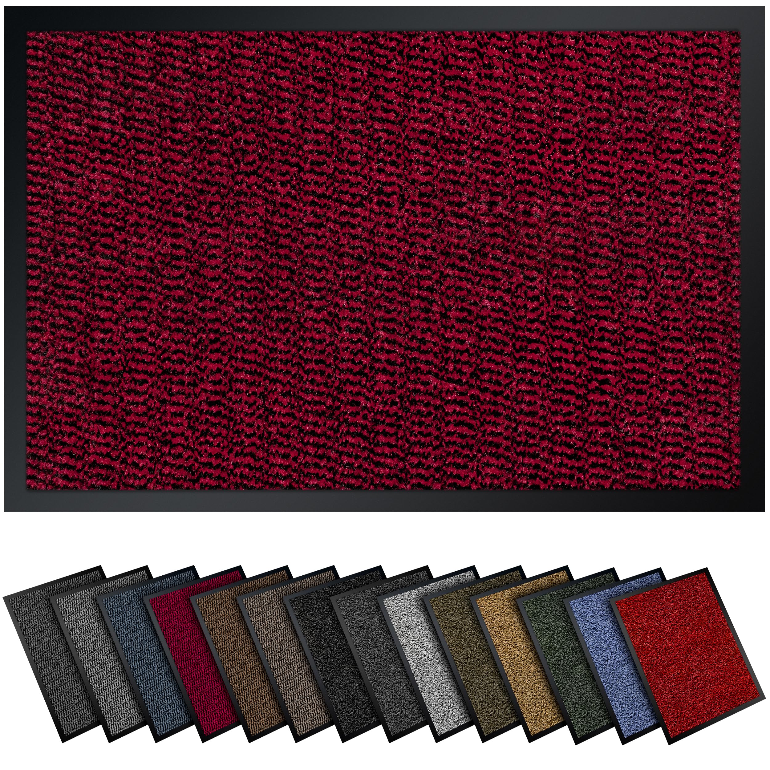 Gentle North Hochwertige Fußmatte rot schwarz 90x120cm groß für Innen & Außen - Schmutzfangmatte rutschfest, waschbar & wetterfest - Fussmatte für Eingangsbereich & Aussenbereich - Läufer Flur dünn