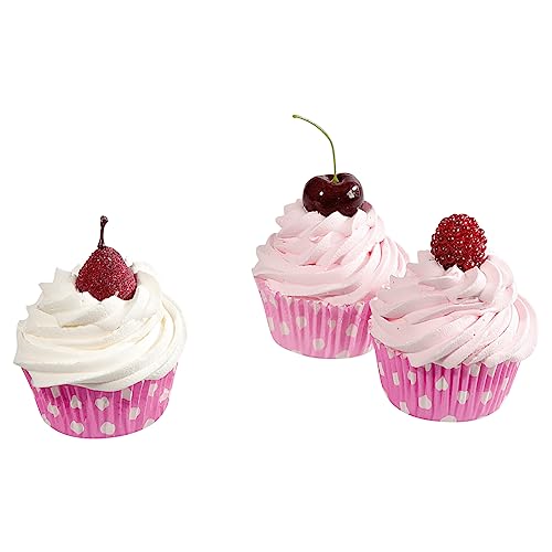 Dekorative Cupcakes Deko-Muffins 3 Stück Lebensmittel-Attrappen 8 cm rosa