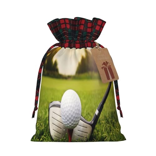 10 Stück Weihnachts-Geschenktüten mit Golfball-Kordelzug für Weihnachten, Geschenkbeutel, Urlaub, Geburtstagsparty