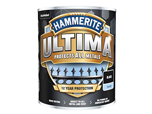 Hammerite Ultima Metallfarbe, glatt, schwarz, 750 ml