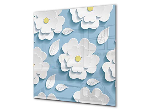 Gehärtete Glasrückwand - Glasrückwand mit aufgedrucktem kunstvollen Design BS13 Verschiedenes: White Flower