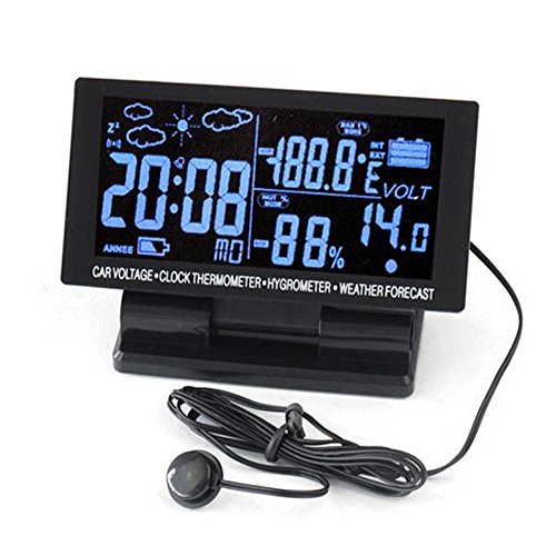 BOOMBOOST 1 4in Digital-Auto-Thermometer-Hygrometer-Spannungs-Taktgeber 12V LCD Wettervorhersage
