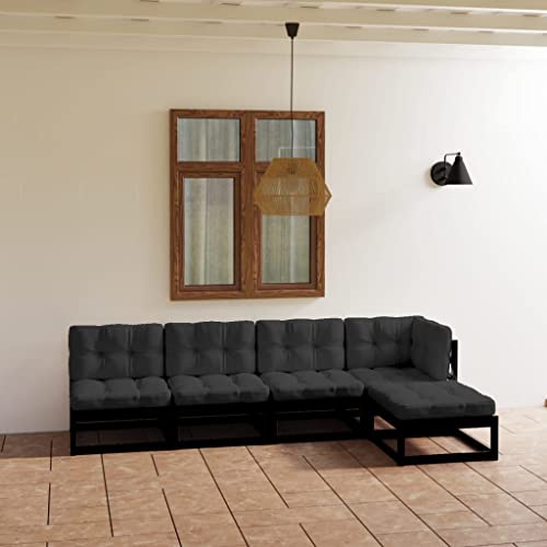 ZQQLVOO Lounge Sessel Terrassenmöbel Terassenmöbel Außen5-tlg. Garten-Lounge-Set mit Kissen Massivholz Kiefer