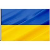 LIUXR Ukraine Flagges (90cmx150cm) Polyester Diese Flagge 80g mit Ösen mit Doppelnadel genäht,90x150cm_10pcs
