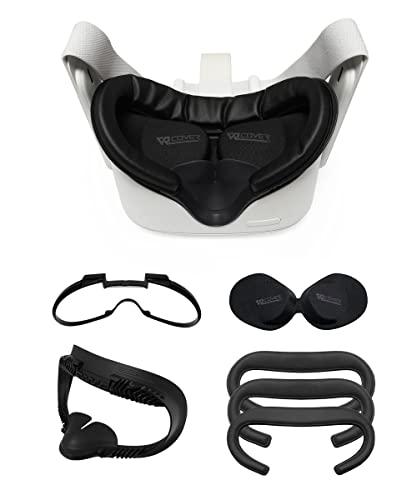 VR Cover Fitness Facial Interface and Foam Comfort Set with XL Spacer for Oculus / Meta Quest 2 (Dark Grey & Black + XL Spacer + Comfort Foam)