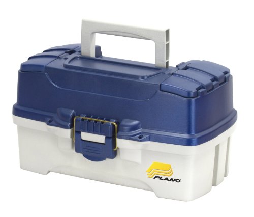 Plano Angelbox mit 2 Fächern und doppeltem Zugang, blau metallic/Off White, Premium Tackle Storage, 620206, Einheitsgröße