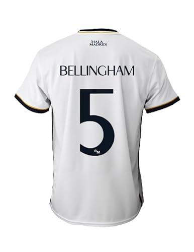 Real Madrid Heimtrikot Saison 2023-2024 - Bellingham 5 - Offizielle Replik Offiziell lizenziert - Erwachsene, weiß, M