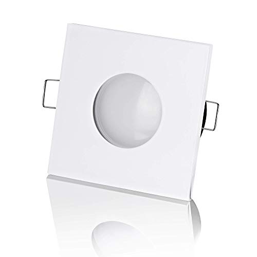 lambado® LED Spots Flach für Badezimmer IP65 in Weiss - Moderne Deckenstrahler/Einbaustrahler für Außen inkl. 230V 5W Strahler warmweiß dimmbar - Hell & Sparsam