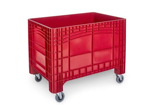 Großbehälter 1200x800x950 mm mit 4 Lenkrollen Umzugsbehälter, Transportbox, Kunststoffbehälter, Umzugsbox, Transportwanne, Made in Germany in 3 Farben Farbe rot