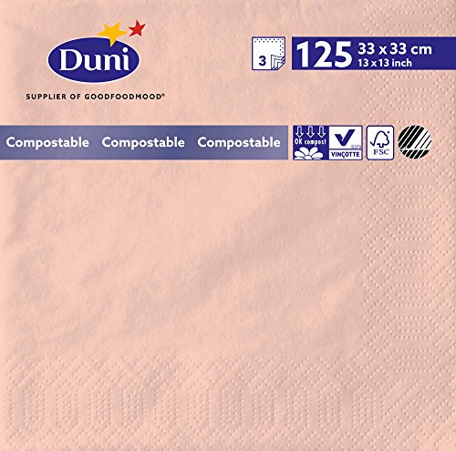 Duni 174173 3-lagig Tissue Servietten, 33 cm x 33 cm, Mellow Rose (1000 Stück)