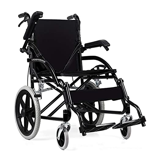 Tragbarer Rollstuhl, zusammenklappbarer leichter Handlauf kann für ältere behinderte Trolleys verwendet werden kleiner älterer Reiseroller,Schwarz,A
