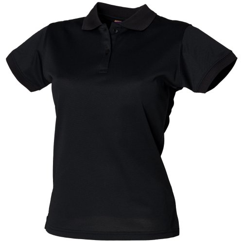 Henbury Coolplus Wicking Pique Poloshirt für Damen Gr. XS, Schwarz