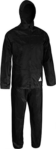 Storfisk fishing & more Regenanzug Set - Regenhose mit Gummizug und Regenjacke mit Reißverschluss, Farbe :Schwarz, Größe:S
