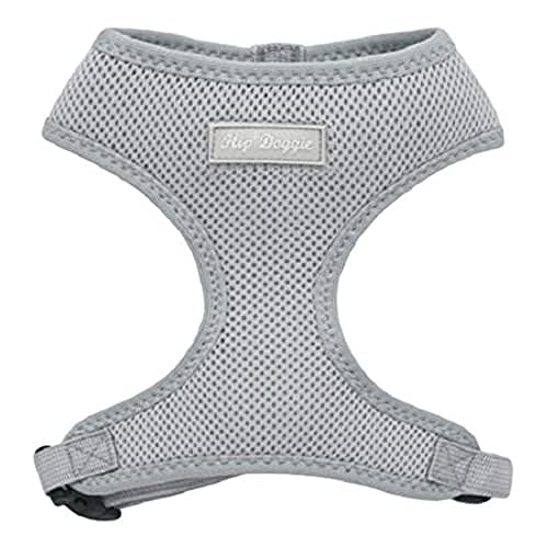 Hip Doggie HD-6PMHGY Ultra Comfort Harness Vest Hundegeschirr, XS, silvergrau