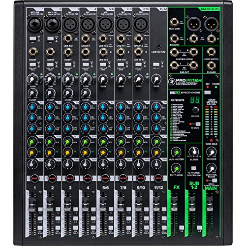 Mackie ProFXv3 Serie, 12-Kanal-Effekt-Mixer mit USB, Onyx-Mikrofon-Vorverstärkern und GigFX-Effekt-Engine, unpowered (ProFX12v3)
