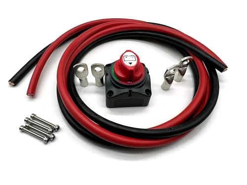 eXODA Batteriekabel 50mm2 4X M10 Kabelschuh 2m Kabel Rot Schwarz mit Schalter