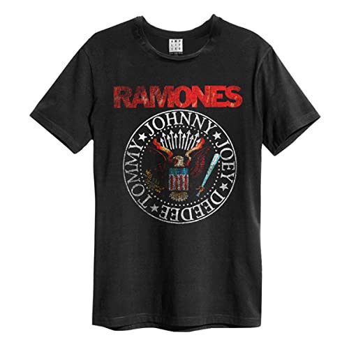Amplified Herren Vintage Seal Ramones T-Shirt, Anthrazit/Rot/Weiß, XS