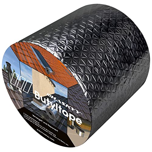 Wasserdichtes Klebeband Butylband I 10cm*5m Schwarz hochwertig selbstklebend mit Aluminiumfolie I Bitumenband alterungsbeständig korrosionsbeständig UV-beständig