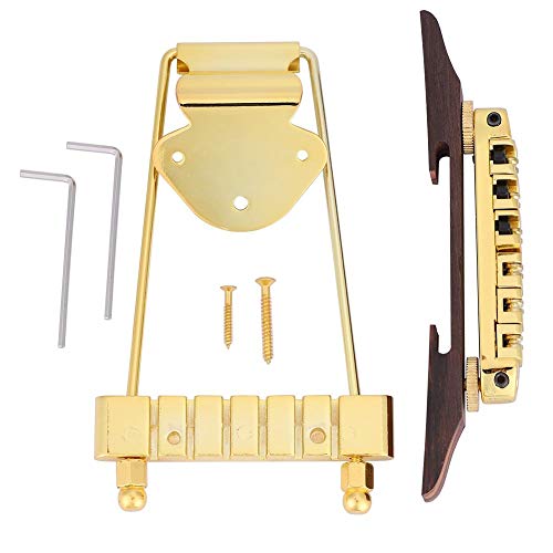 Durable Guitar Bridge Saitenhalter Palisander Base Bridge Schraubenschlüssel für 6-saitige LP oder SG Jazz Gitarre(Gold)